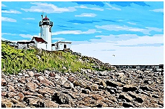 Low Tide  at Eastern Point Light -Digital Painting